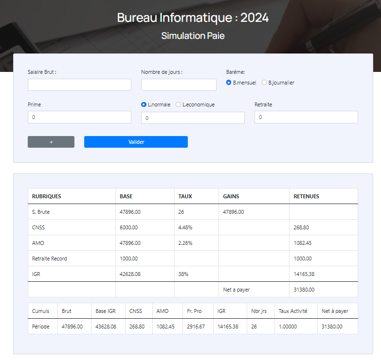 Simulation de paie